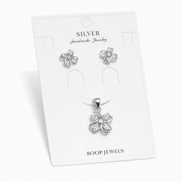 Floris Floral Pendant Set in 925 Sterling Silver
