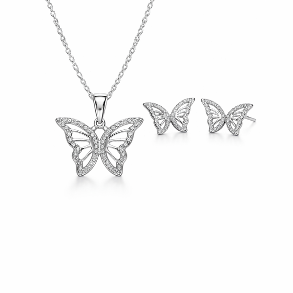 Noa Butterfly Pendant Set in 925 Sterling Silver