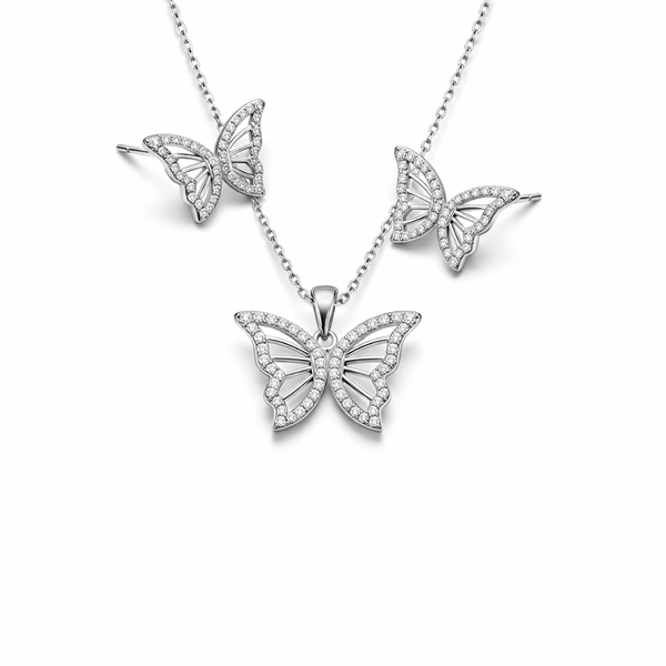 Noa Butterfly Pendant Set in 925 Sterling Silver