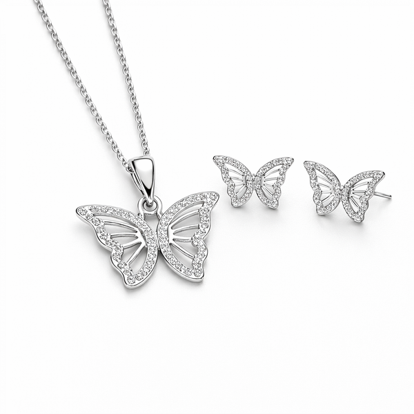 Noa Butterfly Pendant Set in 925 Sterling Silver