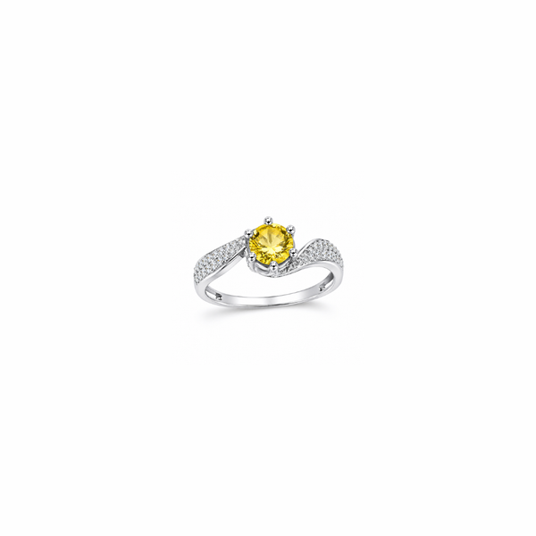 Sia Ring – 925 Sterling Silver Sunshine Yellow Solitaire Accent Ring