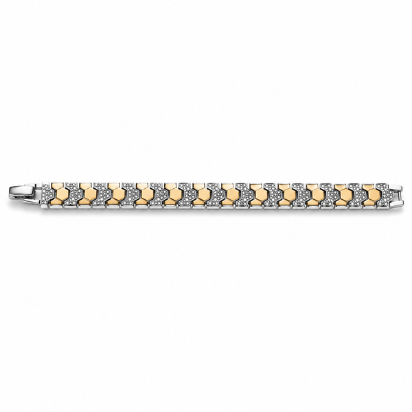 Matrix Bracelet – Premium Silver Dual Tone Geometric Link Bracelet
