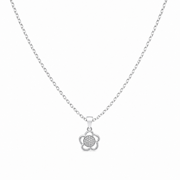Halo-Bloom Pendant – 925 Sterling Silver Floral Pendant Necklace