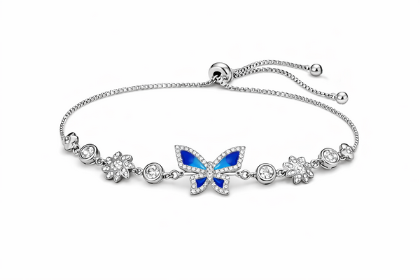 Neel Noor Butterfly Bracelet – 925 Sterling Silver Blue Butterfly Adjustable Bracelet
