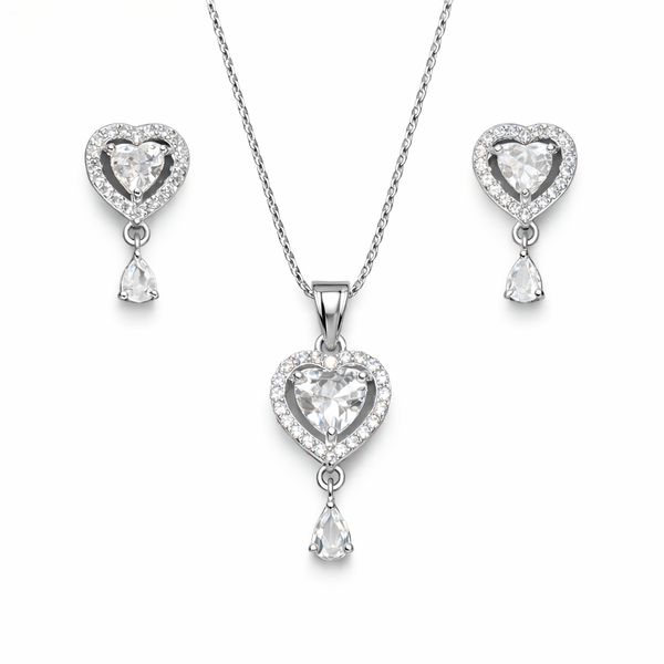 Luvia Heart Pendant Set in 925 Sterling Silver