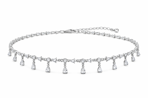 Pear Drop Anklet – 925 Sterling Silver Elegant Teardrop Charm Anklet