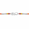 Bro Infinity Rakhi – 925 Sterling Silver Infinity Rakhi with Red & Yellow Crystal Beads