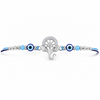 Ganesha Kavach Silver Rakhi – 925 Sterling Silver Evil Eye Rakhi with Sky Blue & Royal Blue Beads