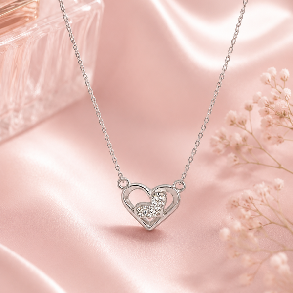 Cara Pendant – 925 Sterling Silver Double Heart Necklace