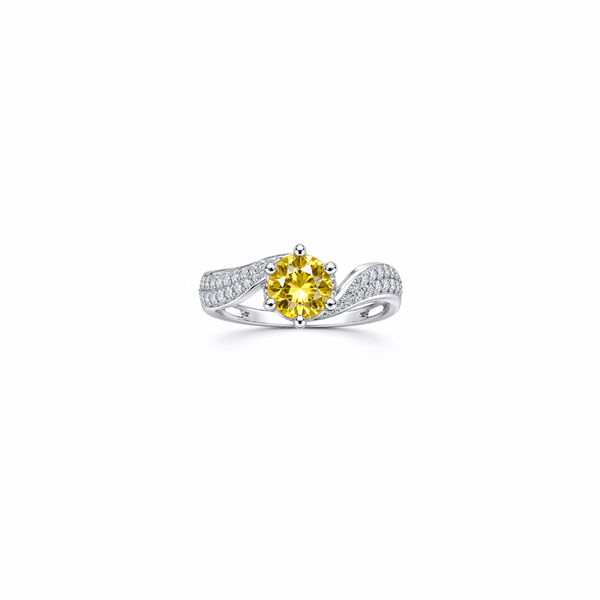 Sia Ring – 925 Sterling Silver Sunshine Yellow Solitaire Accent Ring