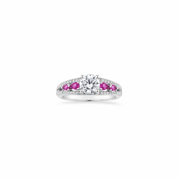 Rhea Ring – 925 Sterling Silver Rosy Marquise Halo Ring