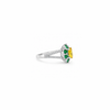 Ira Ring – 925 Sterling Silver Yellow & Emerald Halo Ring
