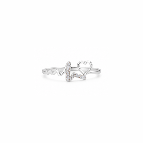 Dhun Ring – 925 Sterling Silver Heartbeat Adjustable Ring