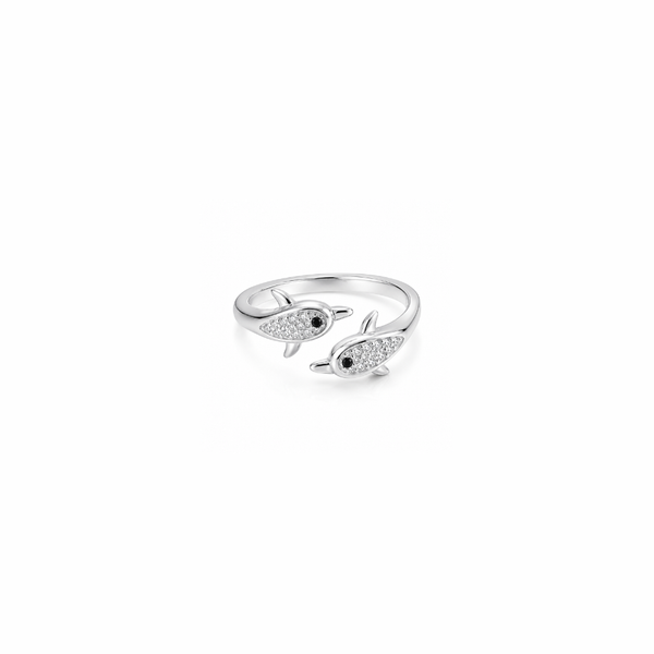 Jiya Ring – 925 Sterling Silver Twin Fish Adjustable Ring