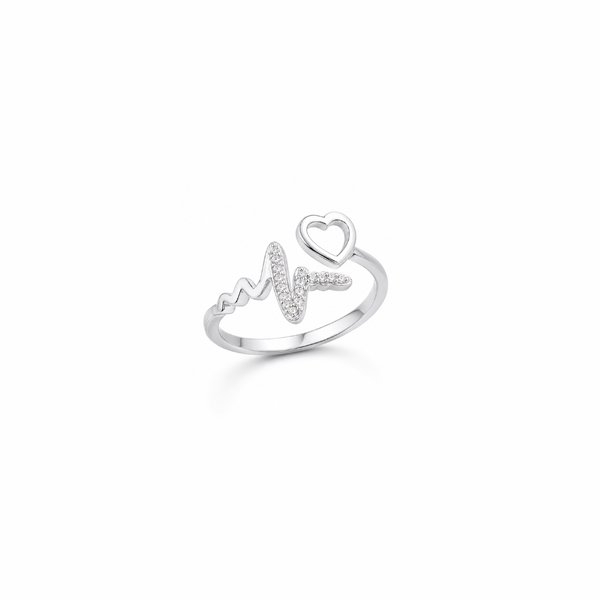 Dhun Ring – 925 Sterling Silver Heartbeat Adjustable Ring
