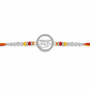 Ram Rakhi – 925 Sterling Silver Ram Rakhi with Ruby Red & Golden Yellow Crystal Beads