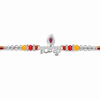 Krishna Rakhi – 925 Sterling Silver Rakhi with Pink Crystal, Red & Yellow Beads