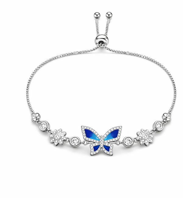 Neel Noor Butterfly Bracelet – 925 Sterling Silver Blue Butterfly Adjustable Bracelet