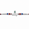 Krishna Rakhi – 925 Sterling Silver Rakhi with Green Crystal & Red Blue Beads