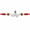 Krishna Rakhi – 925 Sterling Silver Rakhi with Green Crystal & Rudraksha Beads