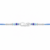Bro Infinity Rakhi – 925 Sterling Silver Infinity Rakhi with Royal Blue & Sky Blue Crystal Beads