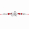 Veera Rakhi – 925 Sterling Silver Name Rakhi with Red Crystal Beads