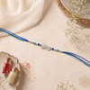 Bro Rakhi – 925 Sterling Silver Letter Rakhi with Blue & Aqua Beads