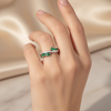Zariya Ring – 925 Sterling Silver Green Baguette CZ Crossover Ring for Women