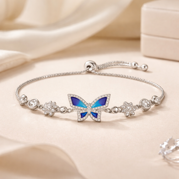 Neel Noor Butterfly Bracelet – 925 Sterling Silver Blue Butterfly Adjustable Bracelet