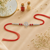 Bal Ganesha Silver Rakhi – 925 Sterling Silver Ganesha Rakhi with Ruby Red Crystal Beads