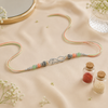 Bro Infinity Rakhi – 925 Sterling Silver Infinity Rakhi with Pastel Green & Peach Beads