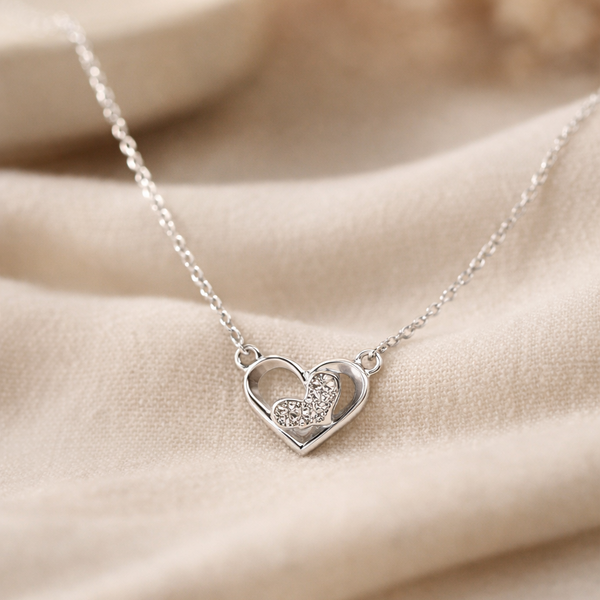 Cara Pendant – 925 Sterling Silver Double Heart Necklace