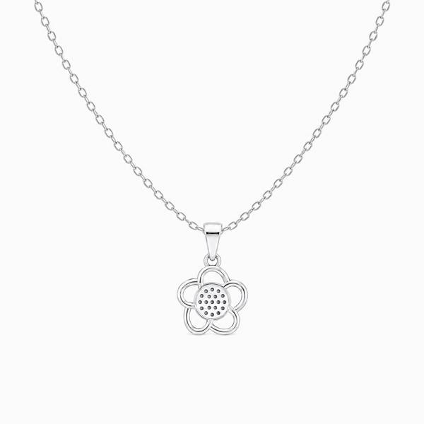Halo-Bloom Pendant – 925 Sterling Silver Floral Pendant Necklace