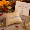 Bro Infinity Rakhi – 925 Sterling Silver Infinity Rakhi with Pastel Blue & Pink Beads