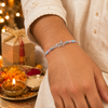 Bhai Rakhi – 925 Sterling Silver Rakhi with Pastel Pink & Blue Beads