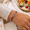Radhe Radhe Rakhi – 925 Sterling Silver Divine Radhe Radhe Rakhi with Rudraksha Beads
