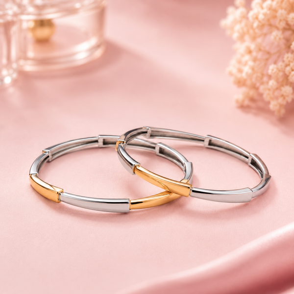 Axis Bangles – 925 Sterling Silver Dual-Tone Modern Minimal Bangles