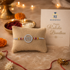 Ram Rakhi – 925 Sterling Silver Ram Rakhi with Ruby Red & Golden Yellow Crystal Beads