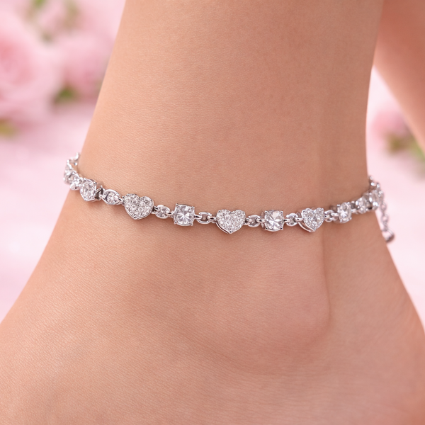 Amora Anklet – 925 Sterling Silver Heart Charm Anklet for Women