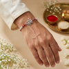Om Namah Shivay Rakhi – 925 Sterling Silver Spiritual Rakhi with Crystal Beads