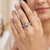Astra Ring – 925 Sterling Silver Sapphire Floral Halo Ring