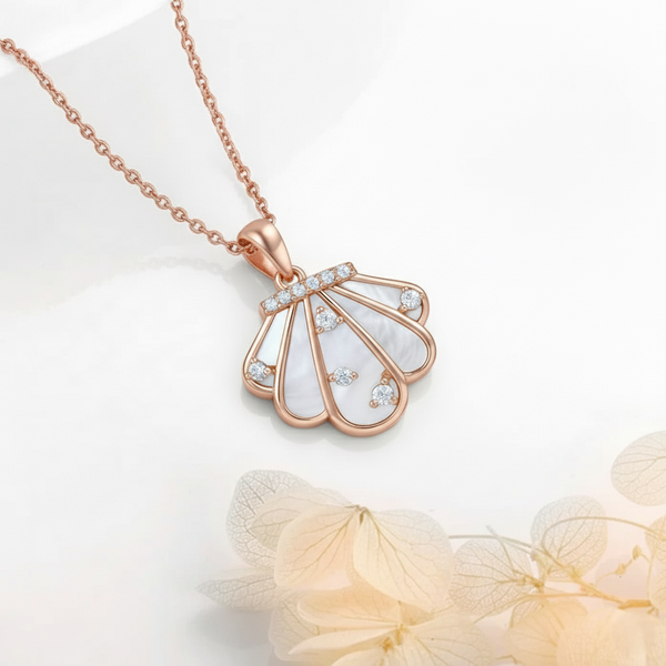 Naria Pendant – 925 Sterling Silver Rose Gold Shell Necklace