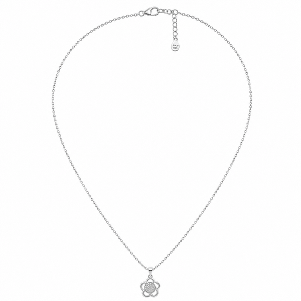Halo-Bloom Pendant – 925 Sterling Silver Floral Pendant Necklace