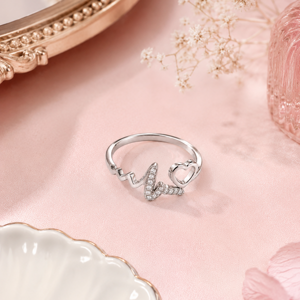 Dhun Ring – 925 Sterling Silver Heartbeat Adjustable Ring