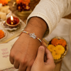 Veera Rakhi – 925 Sterling Silver Name Rakhi with Red & Yellow Beads