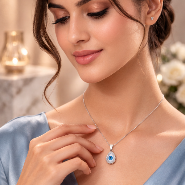 Drisha Pendant – 925 Sterling Silver Evil Eye Teardrop Pendant for Women