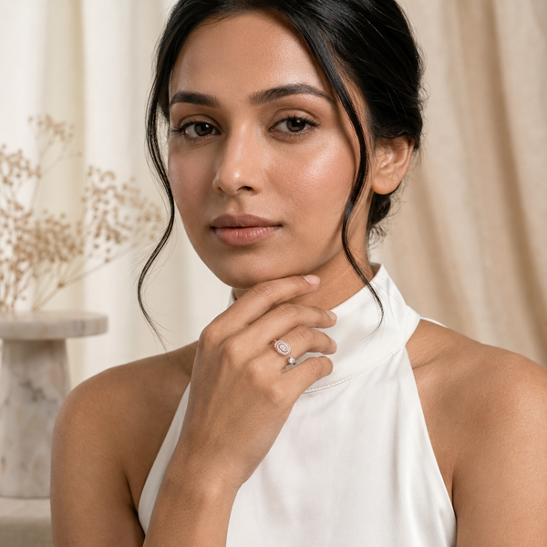 Elia Ring – 925 Sterling Silver Halo Adjustable Ring