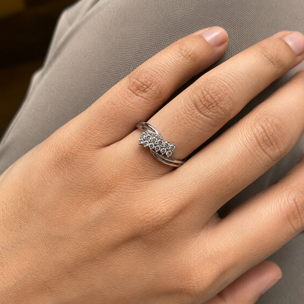 Dia Ring – 925 Sterling Silver Cluster Wrap Ring