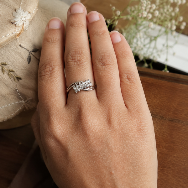 Dia Ring – 925 Sterling Silver Cluster Wrap Ring