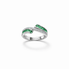 Zariya Ring – 925 Sterling Silver Green Baguette CZ Crossover Ring for Women